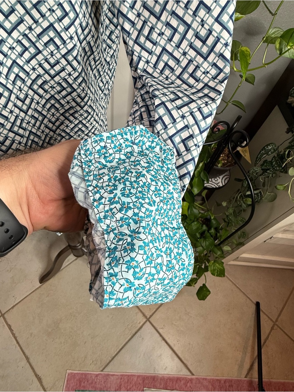 Robert Graham Classic Fit XL Geometric Print Button Down Shirt Blue Teal - Picture 8 of 16